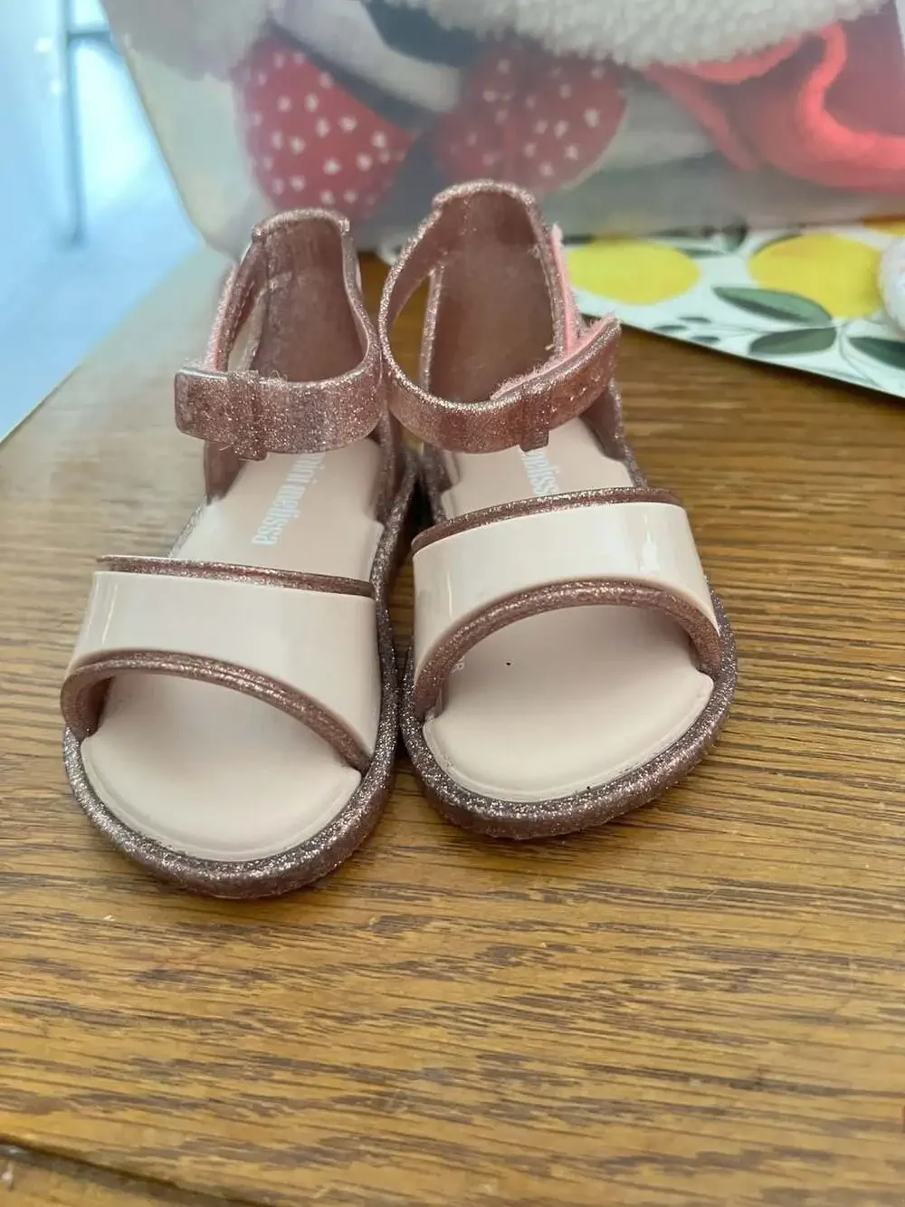 Mini Melissa Mini Mar Pink Glitter Jelly Sandals